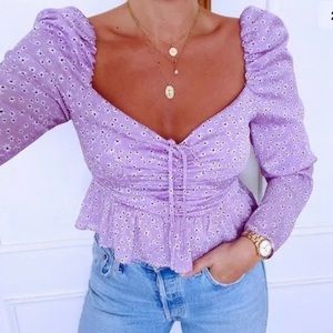 zara tied print blouse